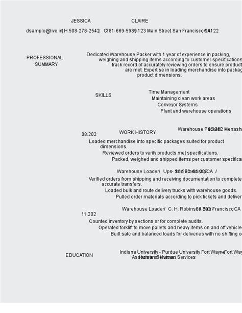 6 Great Warehouse Packer Resume Examples LiveCareer