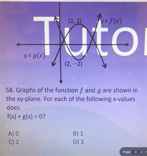 Graphs Of The Function F And G Are Shown In The Xy Plane For Each Of The