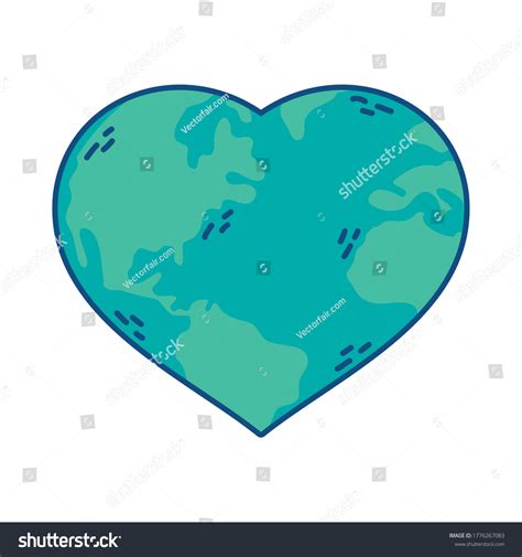 World Planet Earth Heart Shape Vector Stock Vector Royalty Free