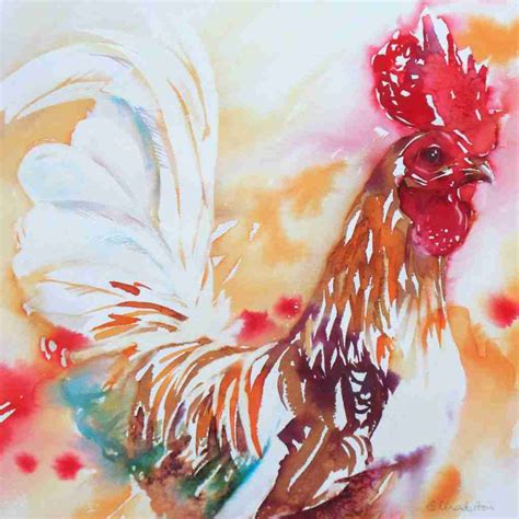 Dinton Cockerel Liz Chaderton Watercolour Artist