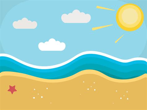 Vector Cartoon Beach With Sand And Sea 21890633 Vector Art At Vecteezy