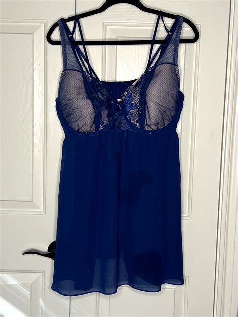 Cacique Intimates Baby Doll Blue Nighty Pretty Lace S Gem