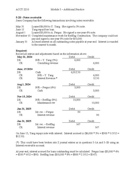 5 2B Solution ACCT 2210 Module 5 Additional Practice 5 2B Notes