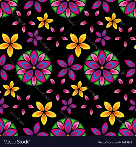 Colorful Flower Mandalas Seamless Background Vector Image