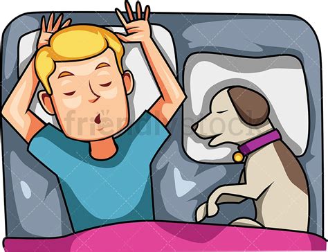 Dog Taking Over Bed Cartoon Clipart