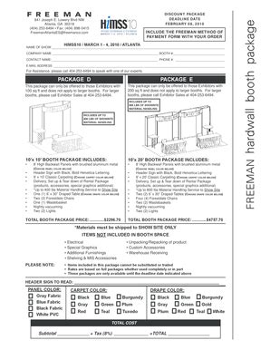 Fillable Online Vendor Himss Hardwall Booth Package Himss Vendor