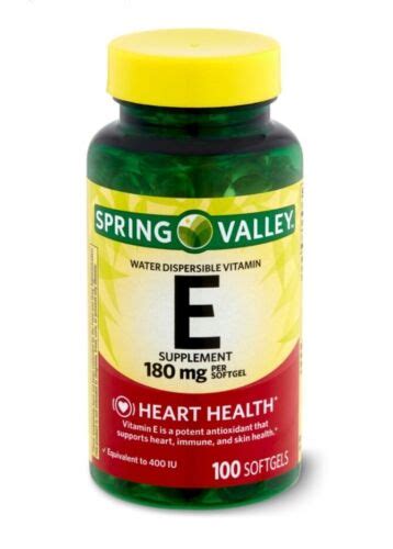 Spring Valley Vitamin E 180 MG 400 Iu Soft Gel 100 CT Exp 10 2025 New