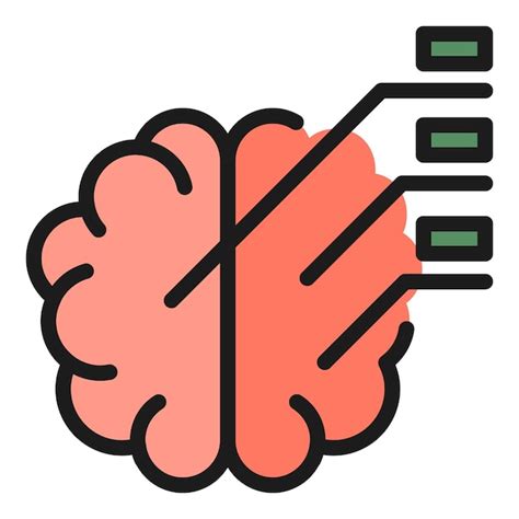 Icono de tecnología cerebral vector de contorno datos humanos sistema