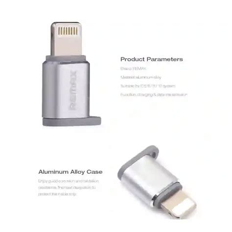 REMAX Visual RA USB2 Micro USB To Lightning Adapter For Apple SILVER