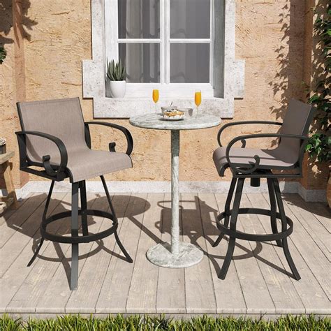 Pellebant Swivel Aluminum Outdoor Bar Stool In Augustine Ashe Sunbrella