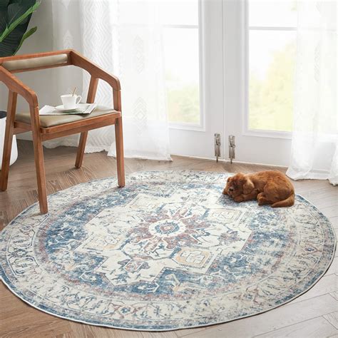 Amazon Jinchan Round Rug 4ft Washable Rug Area Rug Vintage Rug