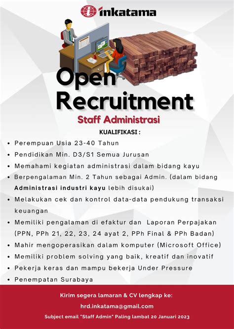 Lowongan Kerja Staff Administrasi Di Inkatama Surabaya