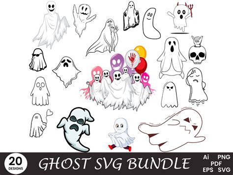 Ghost Svg Bundle Cute Ghost SVG Bundle Halloween Ghost SVG Halloween