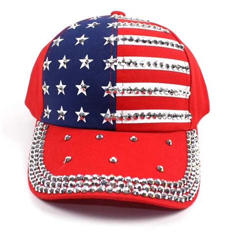 Bling boné de beisebol cristal bandeira americana chapéu masculino