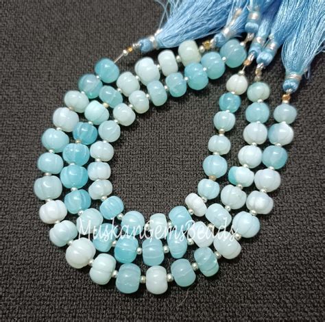 Blue Opal Handmade Rondell Shape Beads 8 Strand Semi Precious Opal