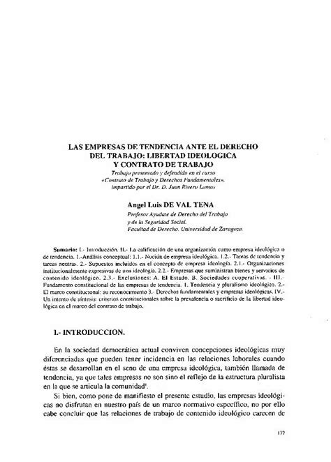 Pdf Las Empresas De Tendencia Ante El Derecho Del Trabajador Como