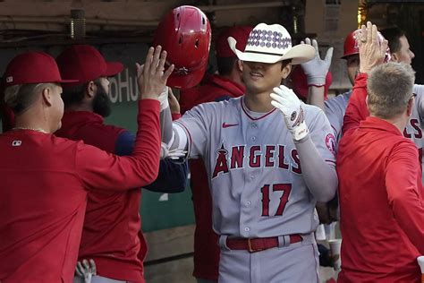 Ohtani Hits 100th Homer As Angels Beat A S 9 1 For DH Split Bloomberg