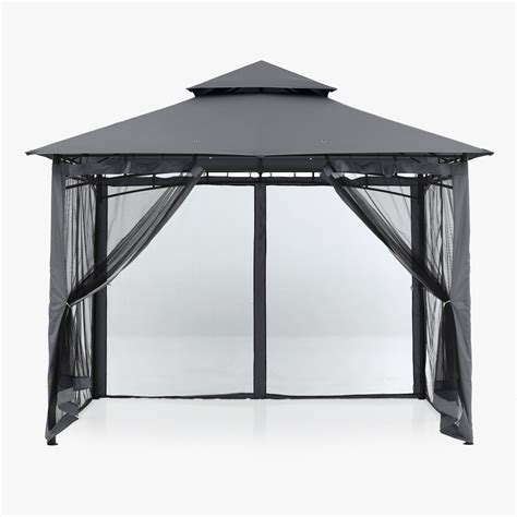 Abccanopy 9x9 Patio Gazebo With Mosquito Netting And Double Soft Roof