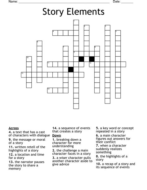 Story Elements Crossword Wordmint