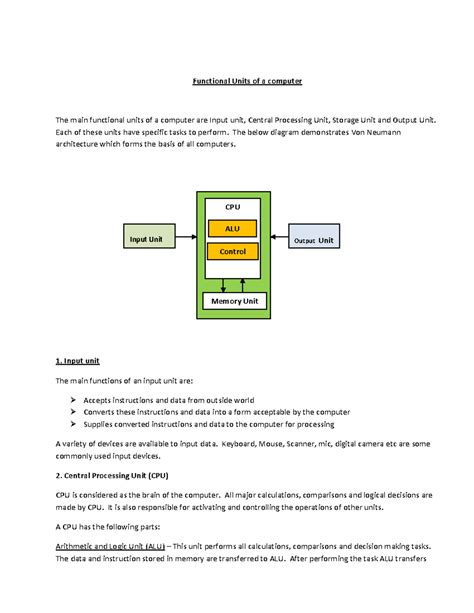 DCA 101 7 CF Functional units of a computer - Functional Units of a ...