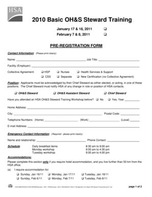 Fillable Online Edu Application Form Basic Ohs Steward Training