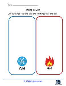 Hot Or Cold Worksheets 15 Worksheets