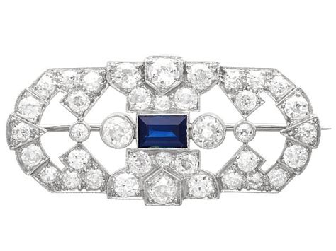 Baguette Cut Sapphire And Diamond Brooch Ac Silver