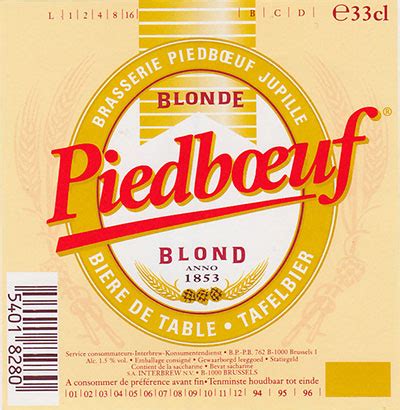 La bière de table blonde de la brasserie Piedboeuf Inbev