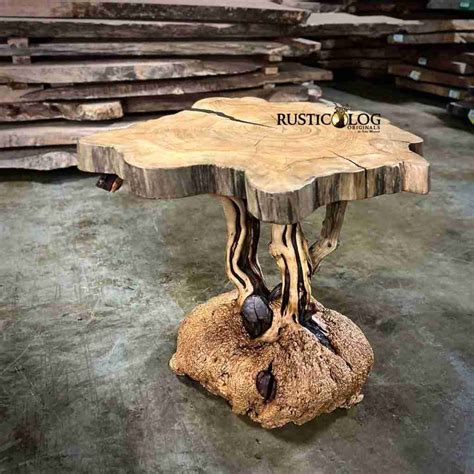 Natural Wood End Table Rustic Log Originals