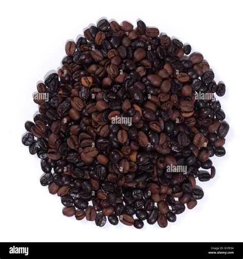 Dark Roasted Coffee Beans Isolated On White Background Stock Photo Alamy