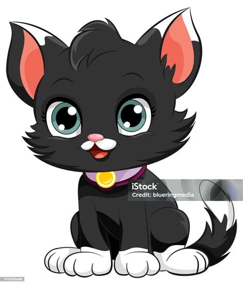 Black Cat Cute Cartoon Character Stock Illustration Download Image