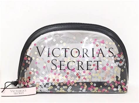 Victorias Secret Cosmetic Bag Travel Makeup Case Metallic Clear Zip Close New Ebay Victoria