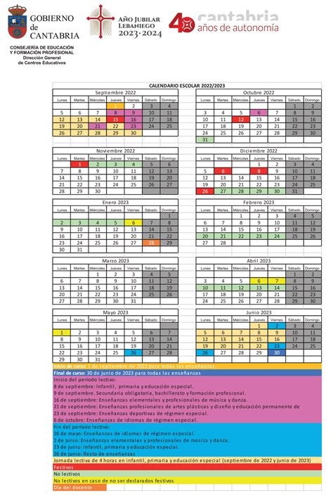 Calendario Escolar Ceo Príncipe De Asturias Ramales De La Victoria