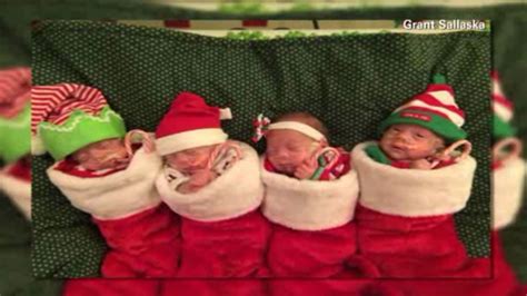 Newborn quadruplets' Christmas photo melting hearts - ABC13 Houston