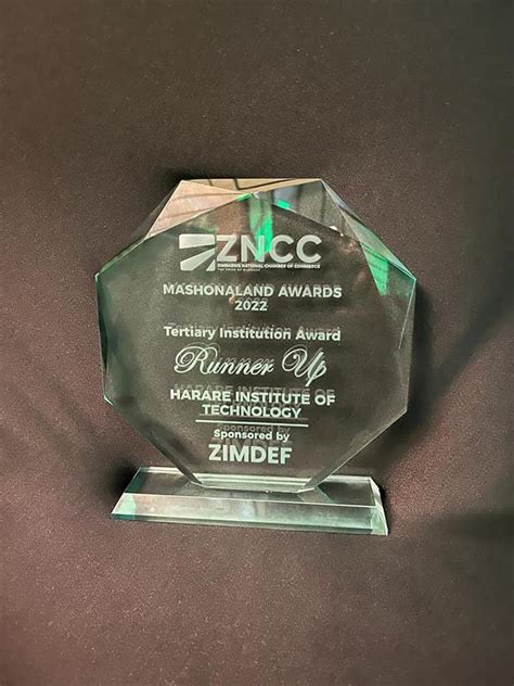 2022 Best Tertiary Institution First Runner Up Award Harare Institute