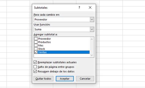 Funci N Subtotales En Excel Usos F Rmula O Sintaxis Y Ejemplos