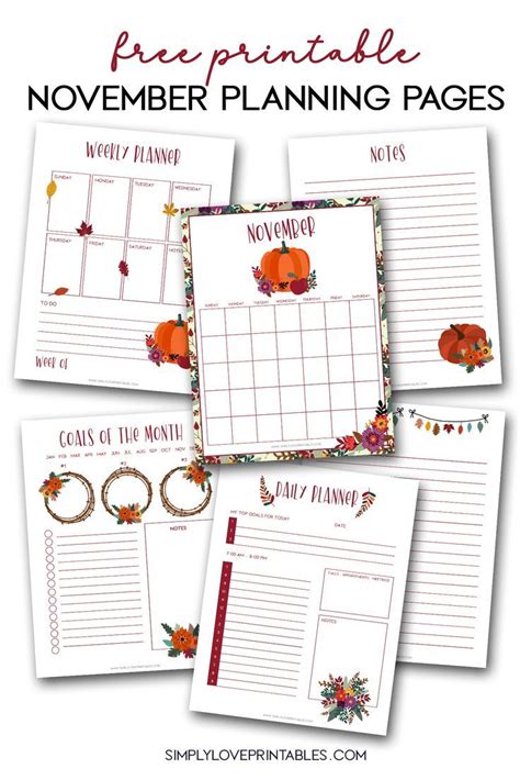 Free Printable November Planning Pages Planner Printables Free