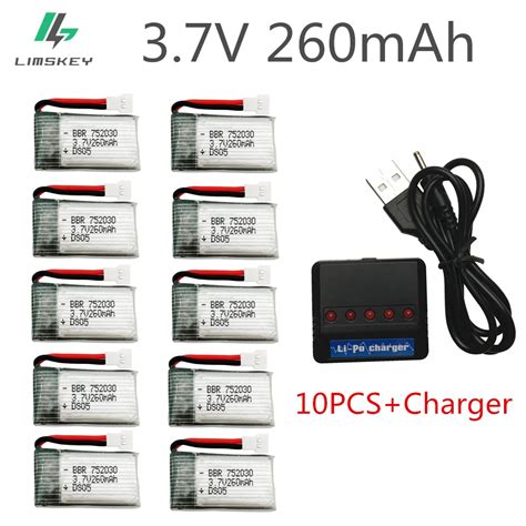 10pcs 3 7V 260mAh Lipo Battery For Eachine H8 H8 Mini H48 RC Quadcopter