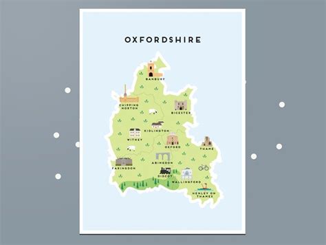 Oxfordshire Map Illustrated Map Of Oxfordshire Print Travel Gifts