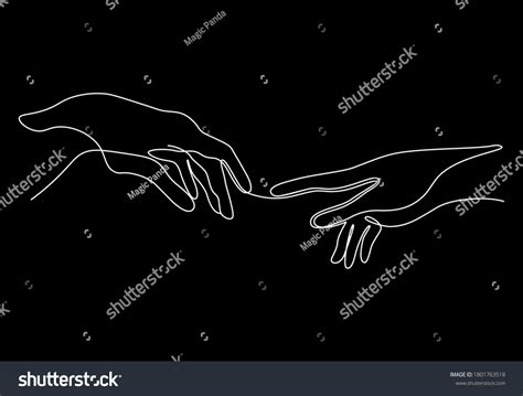 Continuous One Line Drawing Two Hands 库存矢量图（免版税）1801763518 Shutterstock