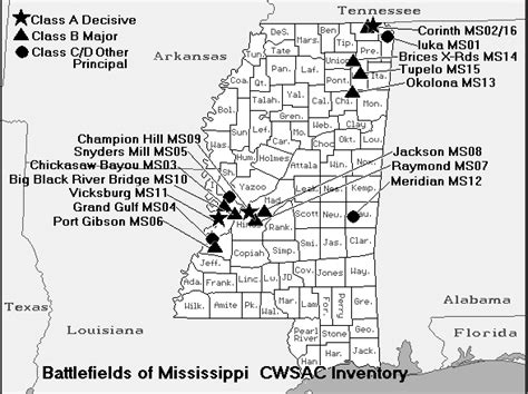 Mississippi Civil War Battlefield Map | Access Genealogy