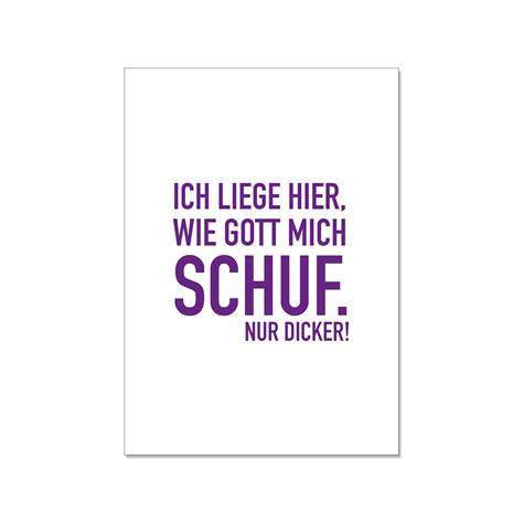 Postkarte Hoch Ich Liege Hier Wie Gott Mich Schuf Nur Dicker