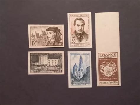 5 TIMBRES FRANCE variété non dentelé années 1945 1955 neufs XX EUR 34