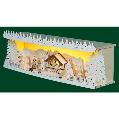 LED Panorama Schwibbogenerhöhung Weihnachtsmarkt verschneit für 53 cm