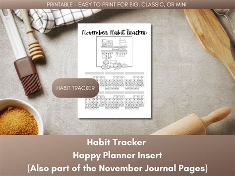 Habit Tracker Printable Planner Insert For Happy Planner Habit Tracker
