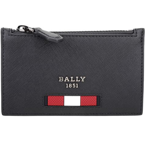 BALLY Babe 紅白條紋塗層再生牛皮卡片夾 零錢包 黑色 歐系精品包 配件 Yahoo奇摩購物中心