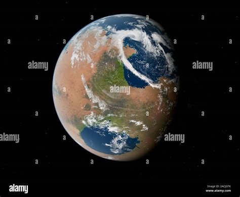 Terraformed Mars Computer Artwork Of A Terraformed Mars Showing