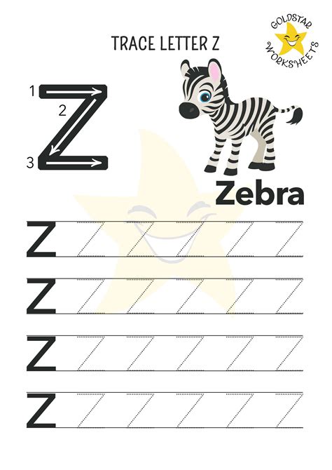 Free Letter Z Tracing Worksheets Z For Zebra Alphabet Writing