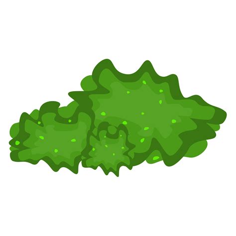 Green bush in cartoon style. Shrub green garden hedge. Summer landscape ...