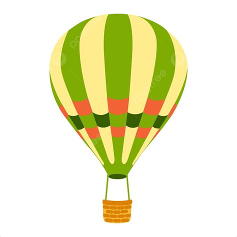 A Cartoonstyle Striped Hot Air Balloon Soars Against White Background